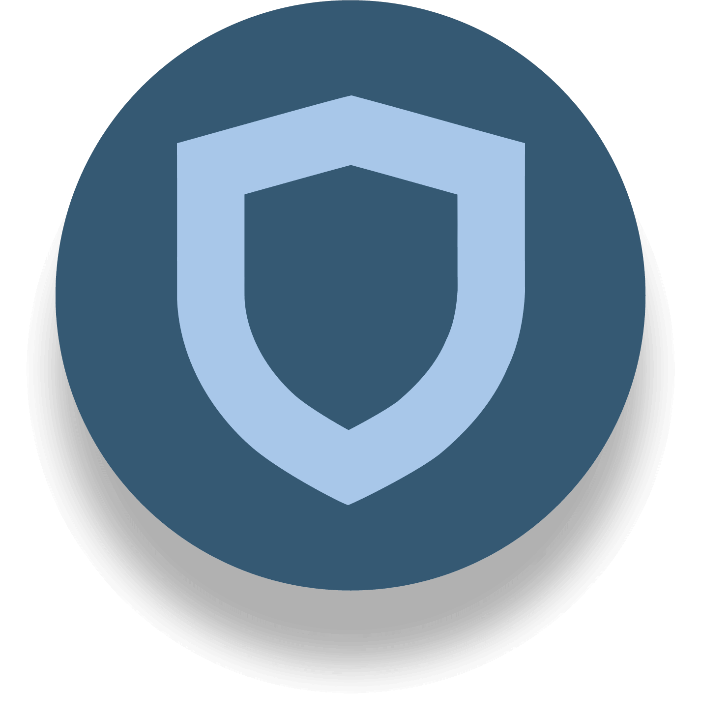 Circle with a shield icon inside.