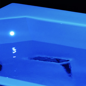 LED Lighting turned on in a cold tub.