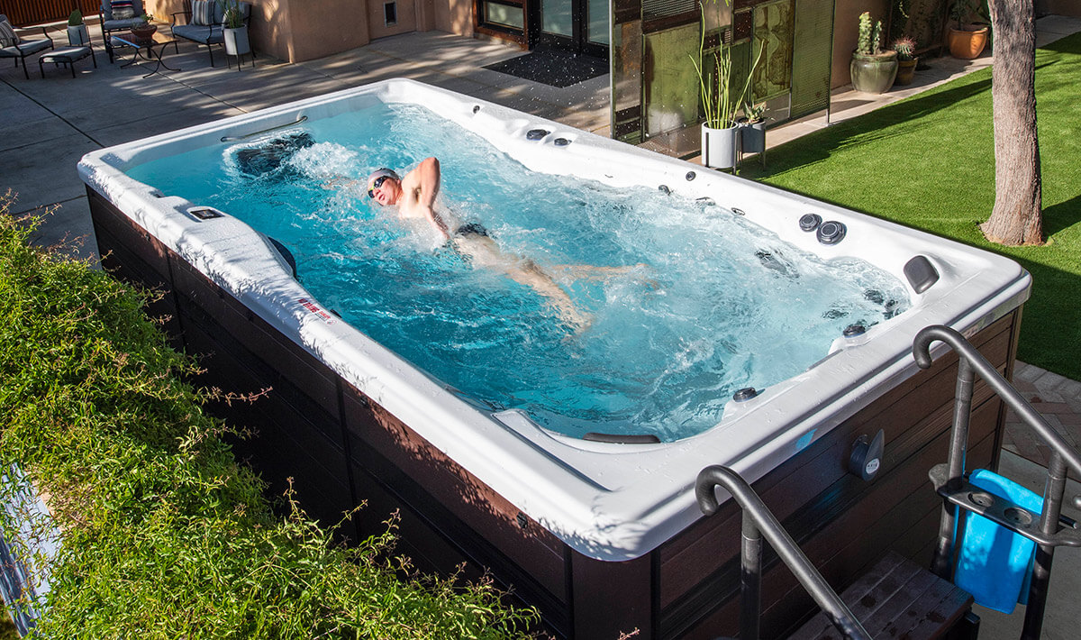 Athlete swimming in a MasterSpas swim spa